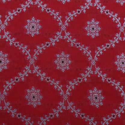 Red Color Katan Meena Jaal Brocade Fabric