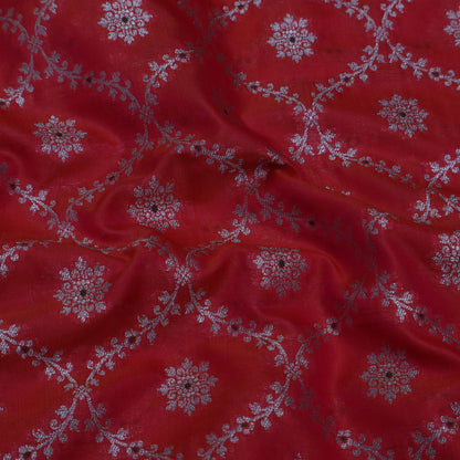 Red Color Katan Meena Jaal Brocade Fabric