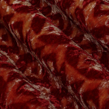 Red Color Silk Velvet Print Fabric