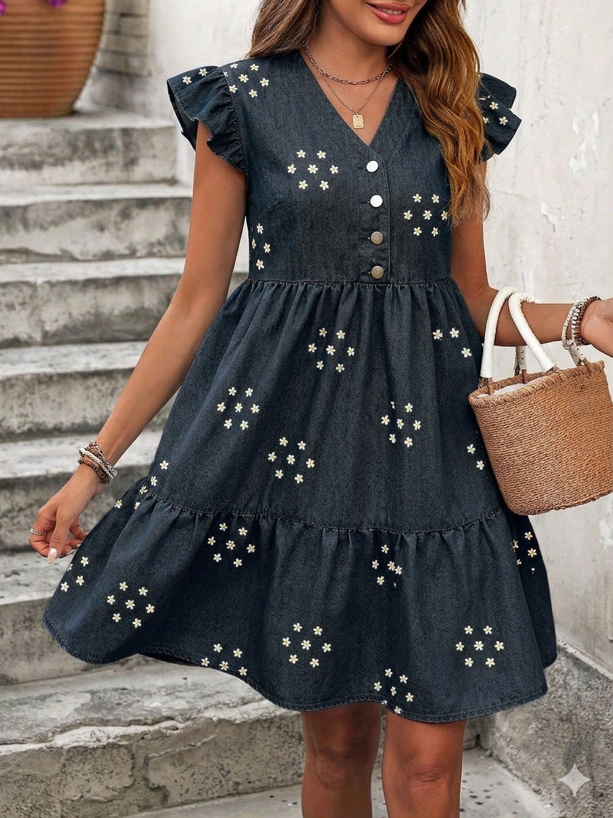 Denim Embroidery Fabric