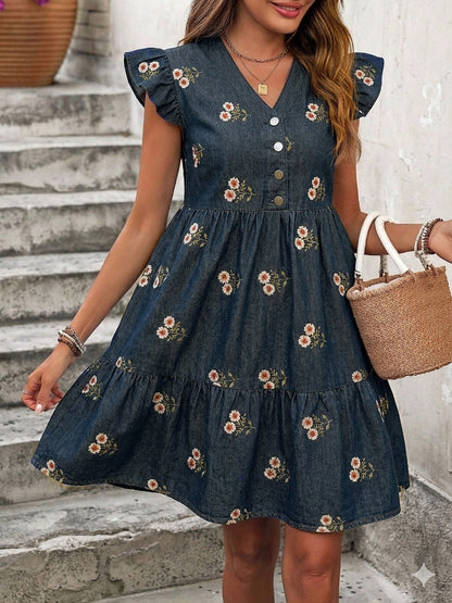 Denim Embroidery Fabric