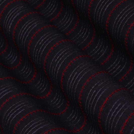 Navy Blue Color Nokia Kantha Work Fabric