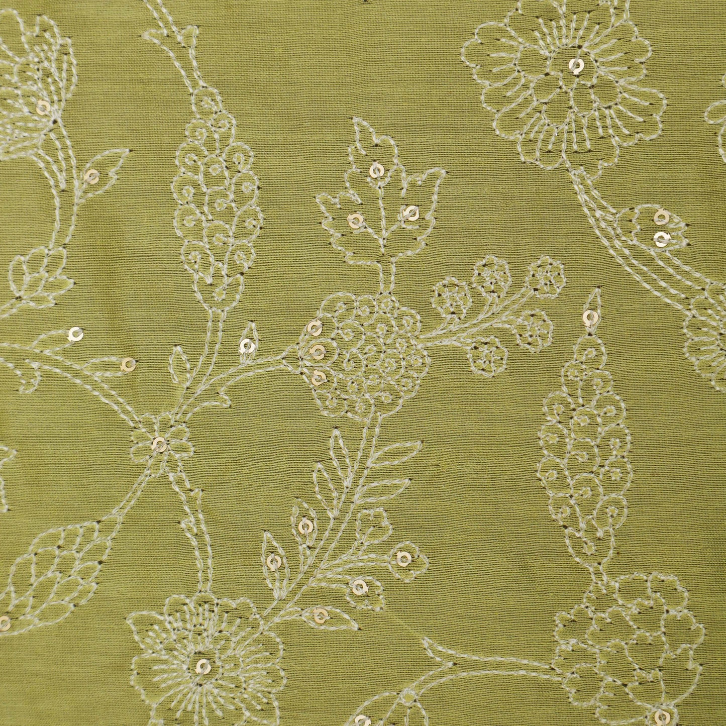 Yellow Color Chanderi Embroidery Fabric