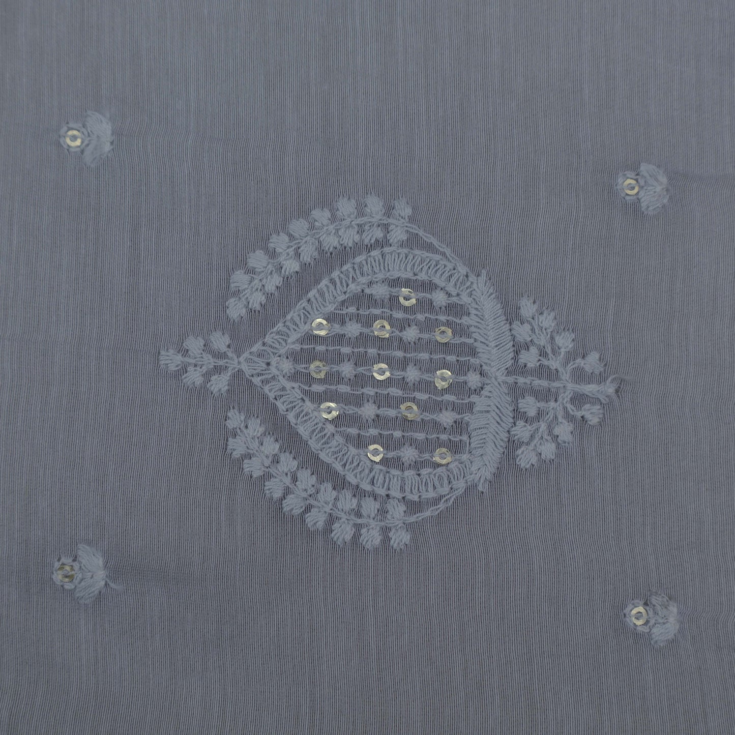 Grey Color Chanderi Embroidery Fabric