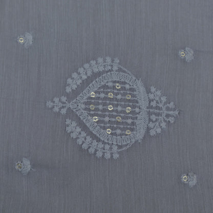 Grey Color Chanderi Embroidery Fabric