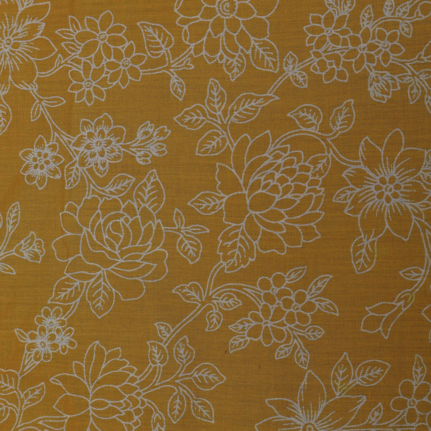 Yellow Color Mulmul Print Fabric