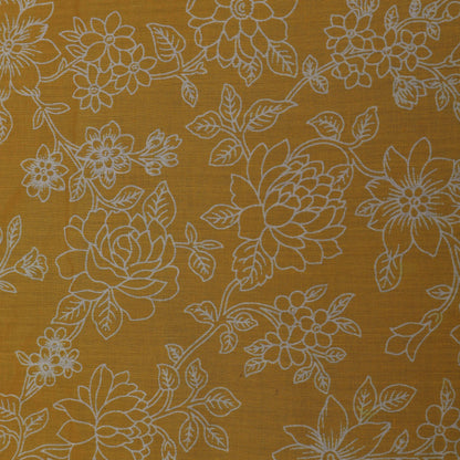 Yellow Color Mulmul Print Fabric