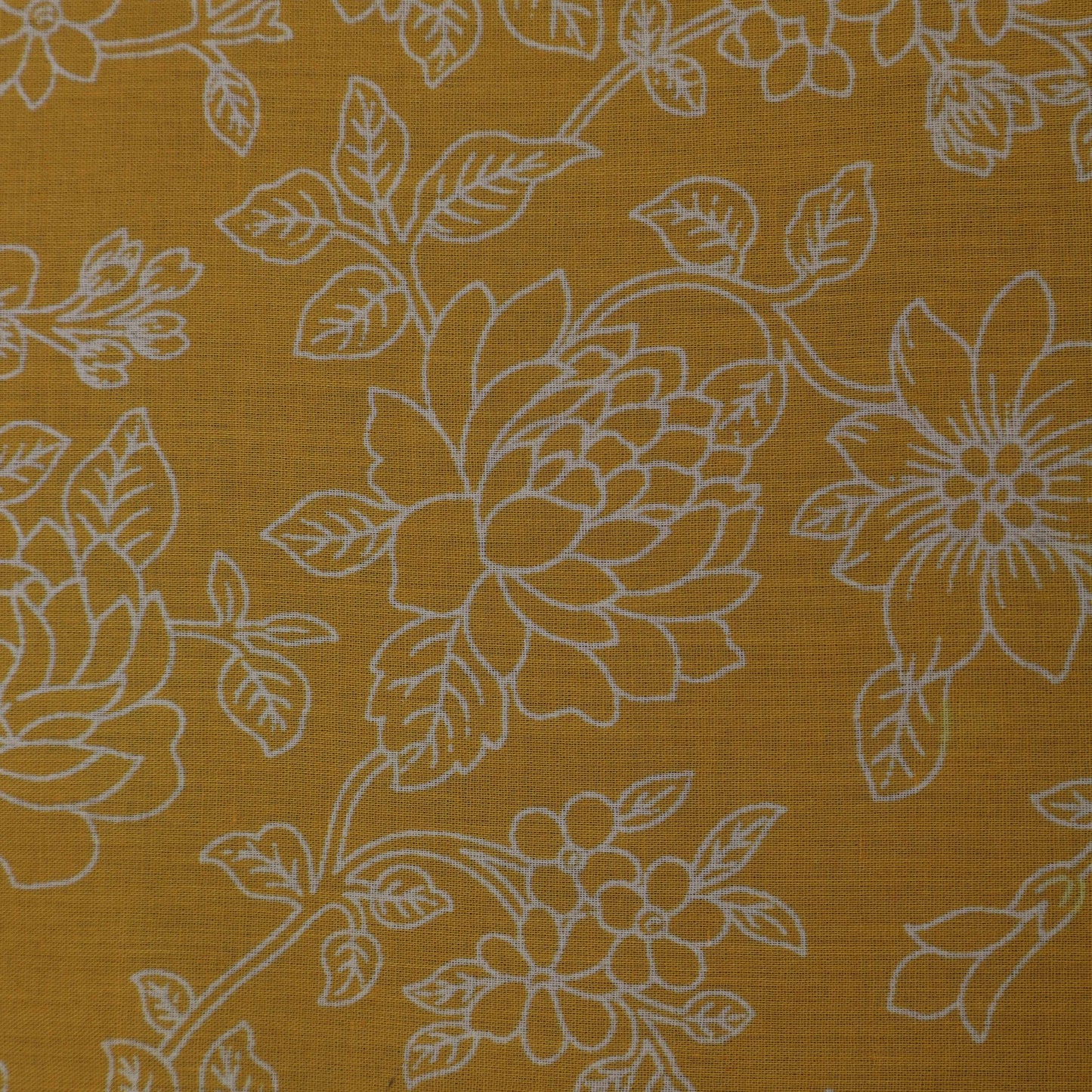 Yellow Color Mulmul Print Fabric