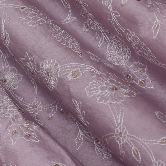 Move Color Chanderi Embroidery Fabric