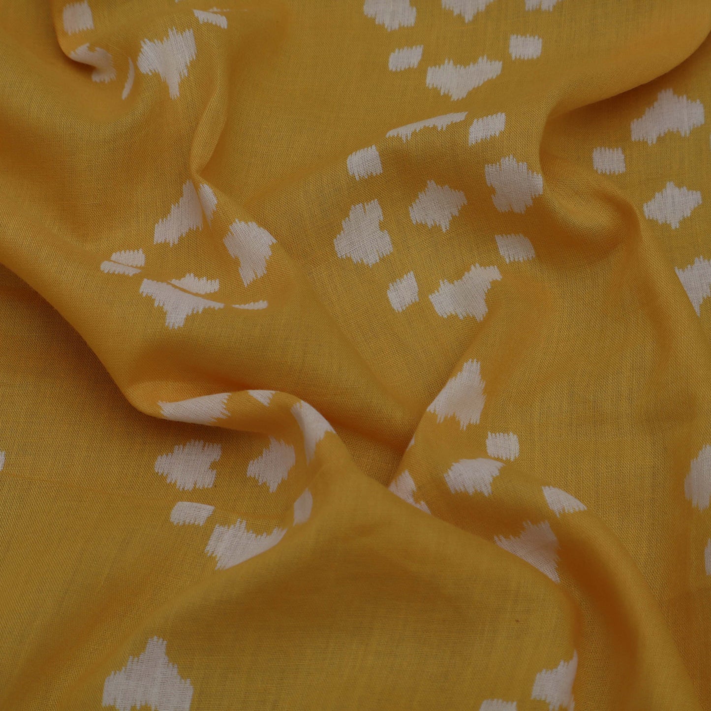 Yellow Color Mulmul Print Fabric