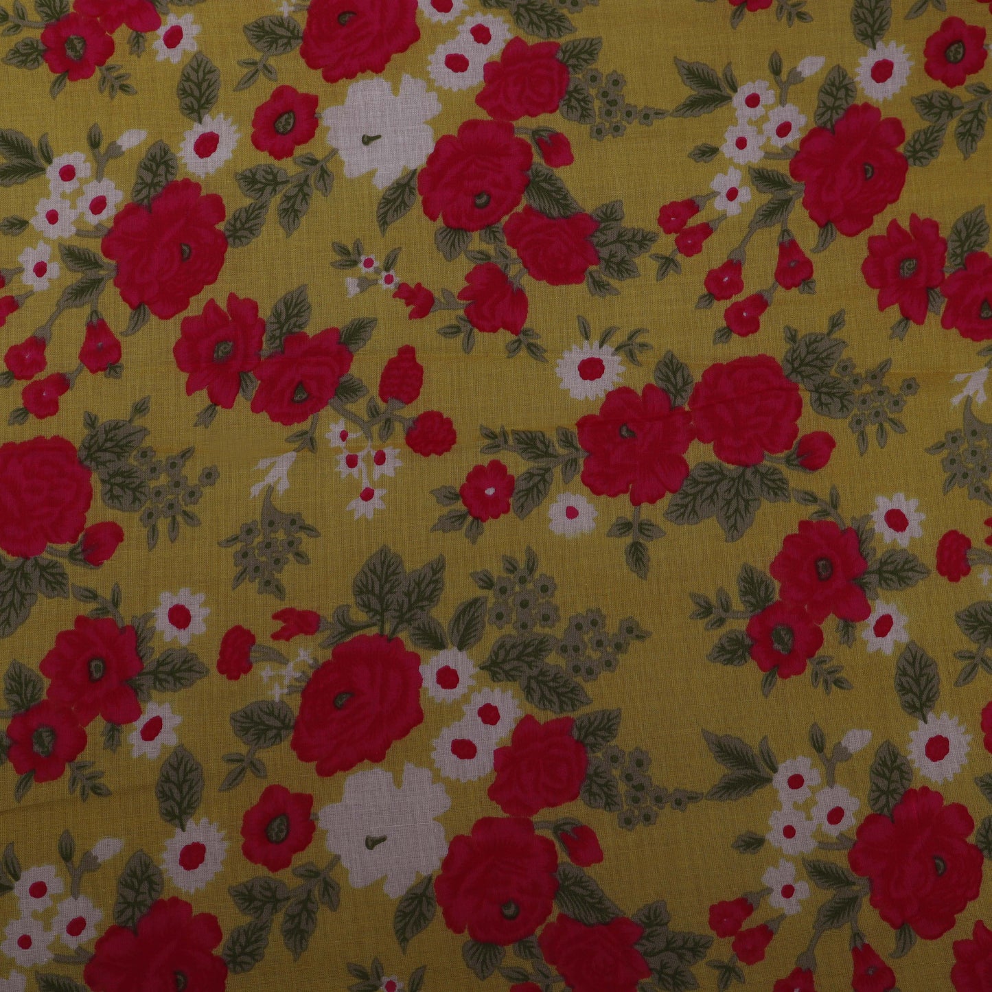 Yellow Color Mulmul Print Fabric