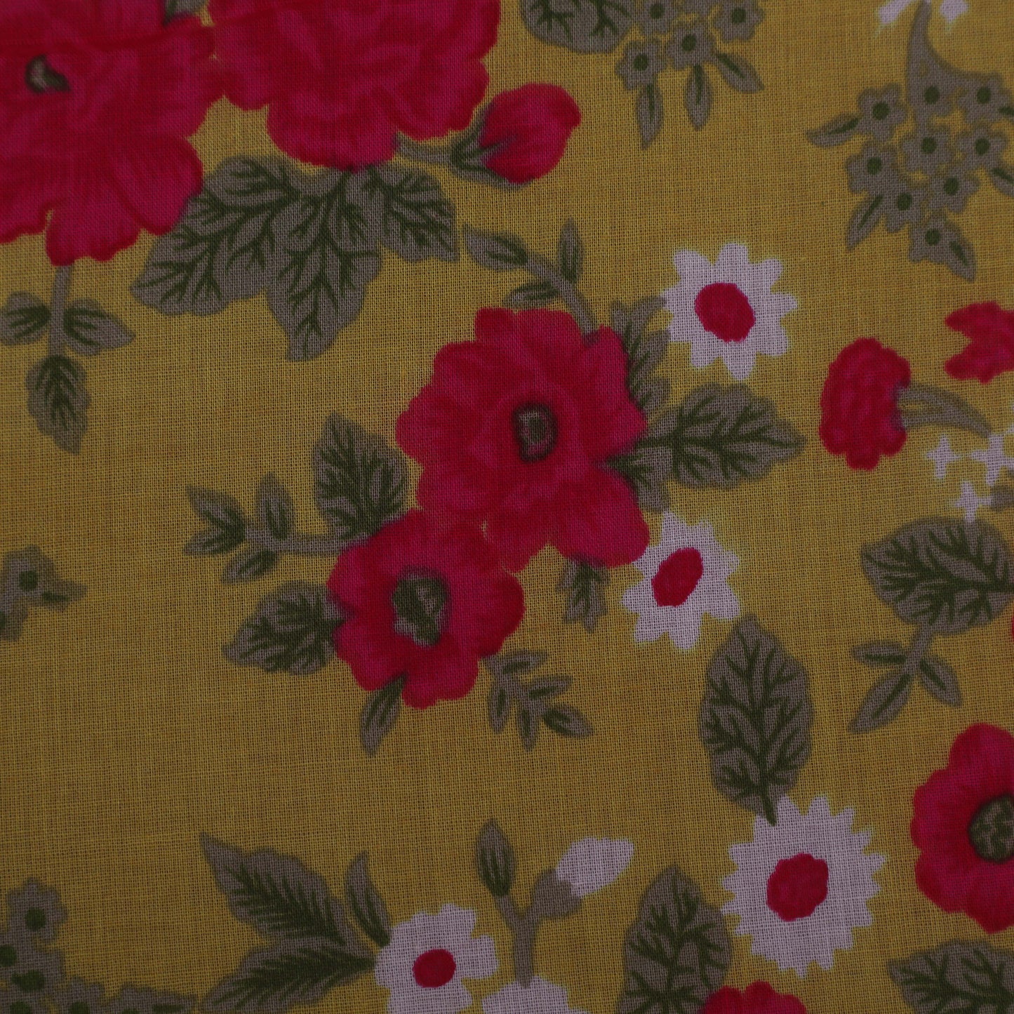 Yellow Color Mulmul Print Fabric