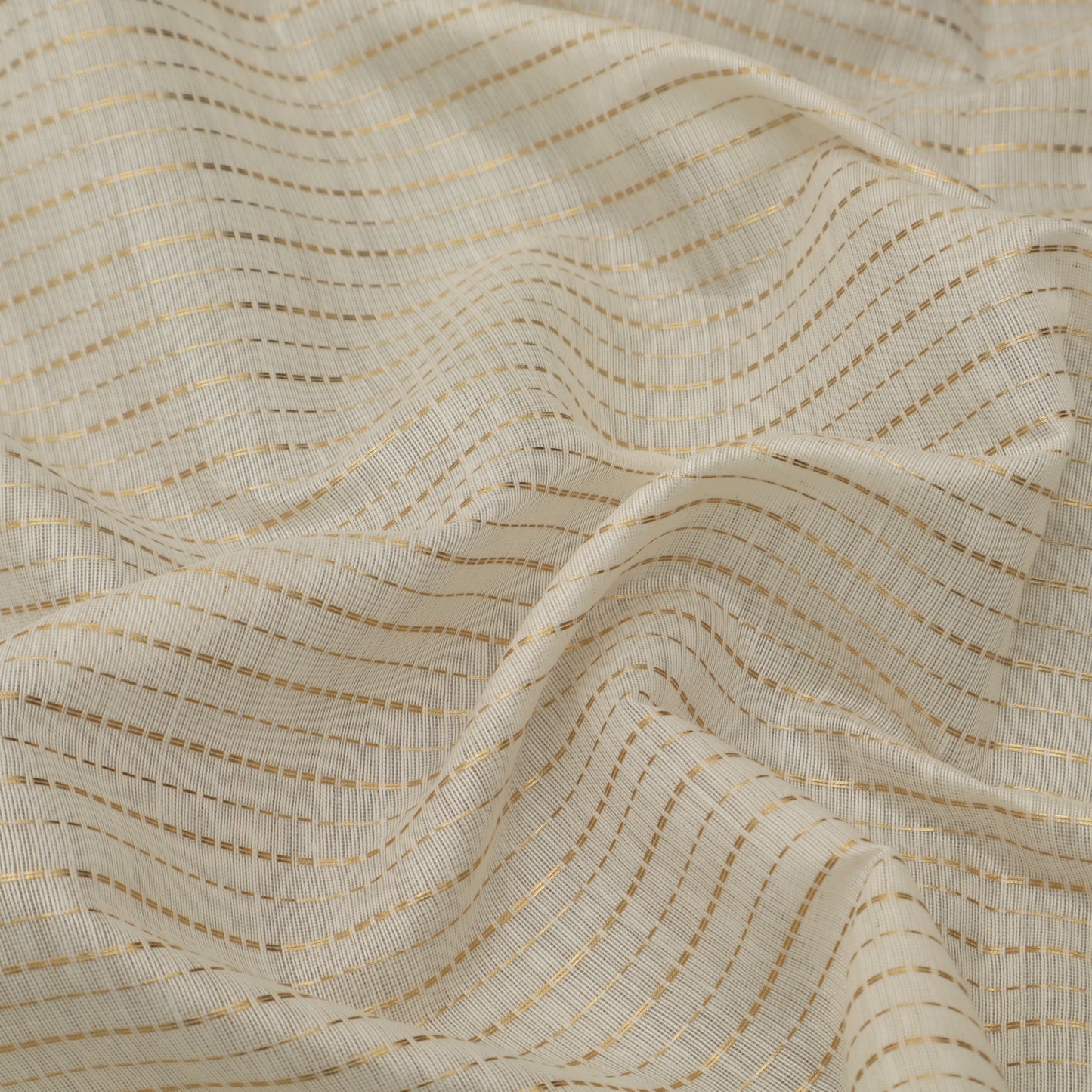 Cream Color Chanderi Zari Stripe Fabric