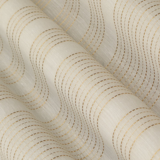 Cream Color Chanderi Zari Stripe Fabric