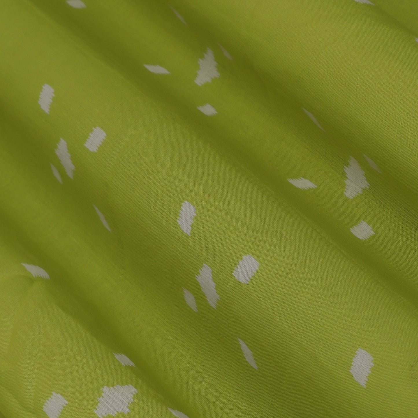 Lime Green Color Mulmul Print Fabric