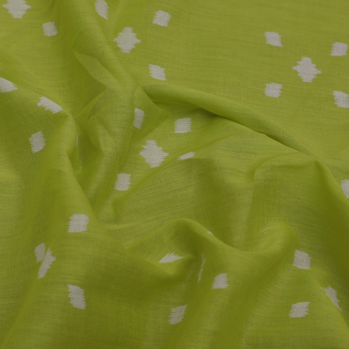 Lime Green Color Mulmul Print Fabric