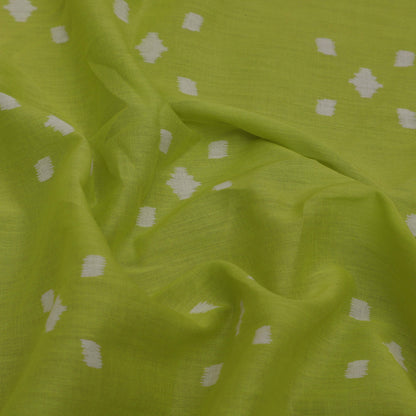 Lime Green Color Mulmul Print Fabric