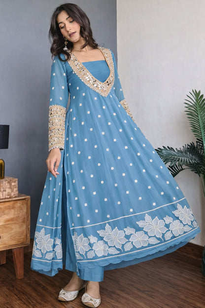 Mul Chanderi Embroidery Fabric