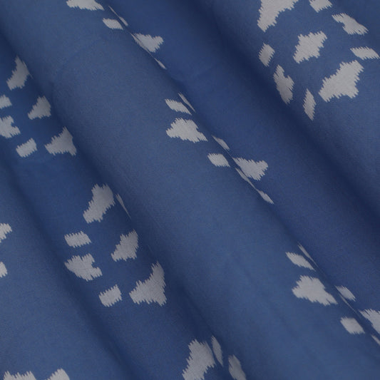 Sky Blue Color Mulmul Print Fabric