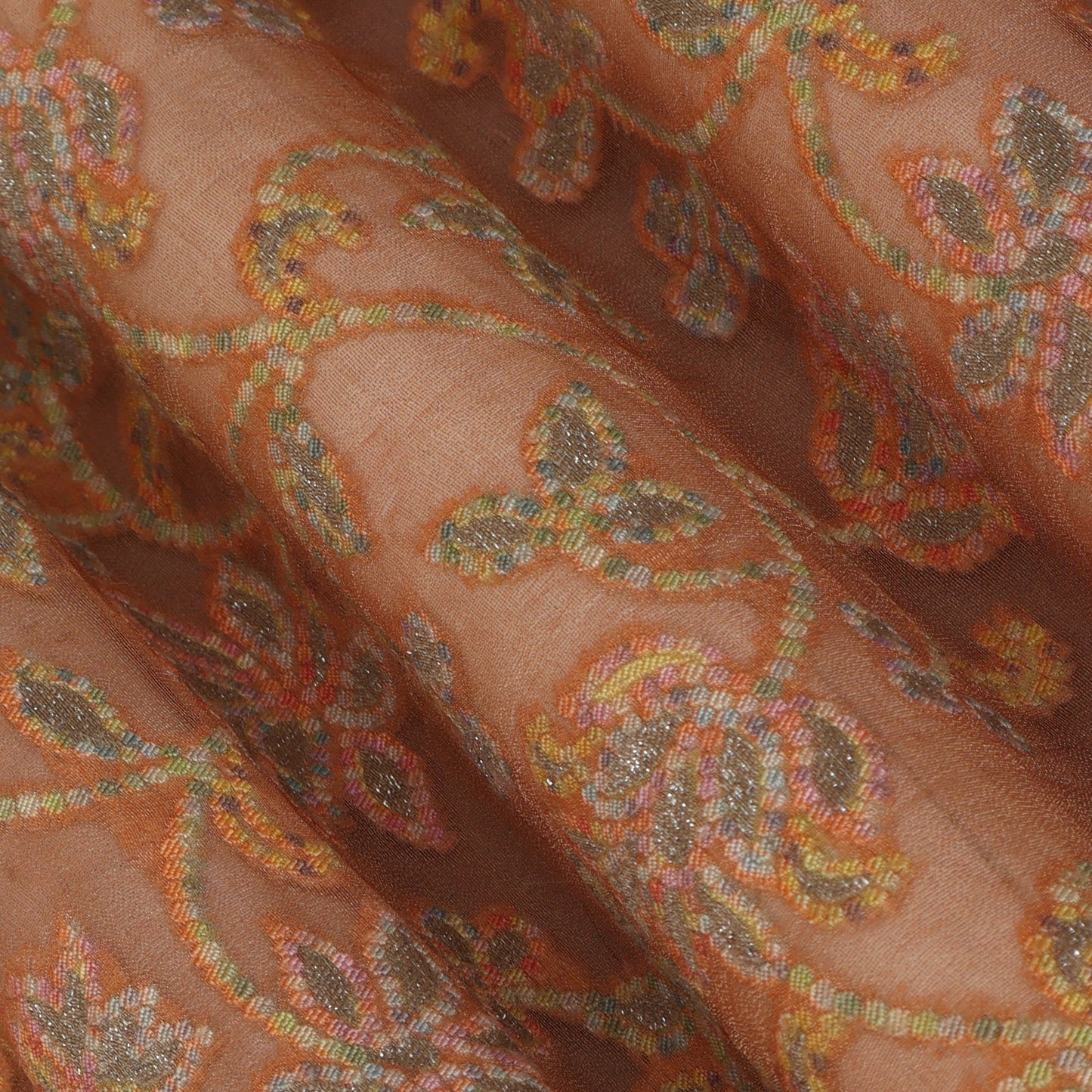 Peach Color Pure Brocade Fabric