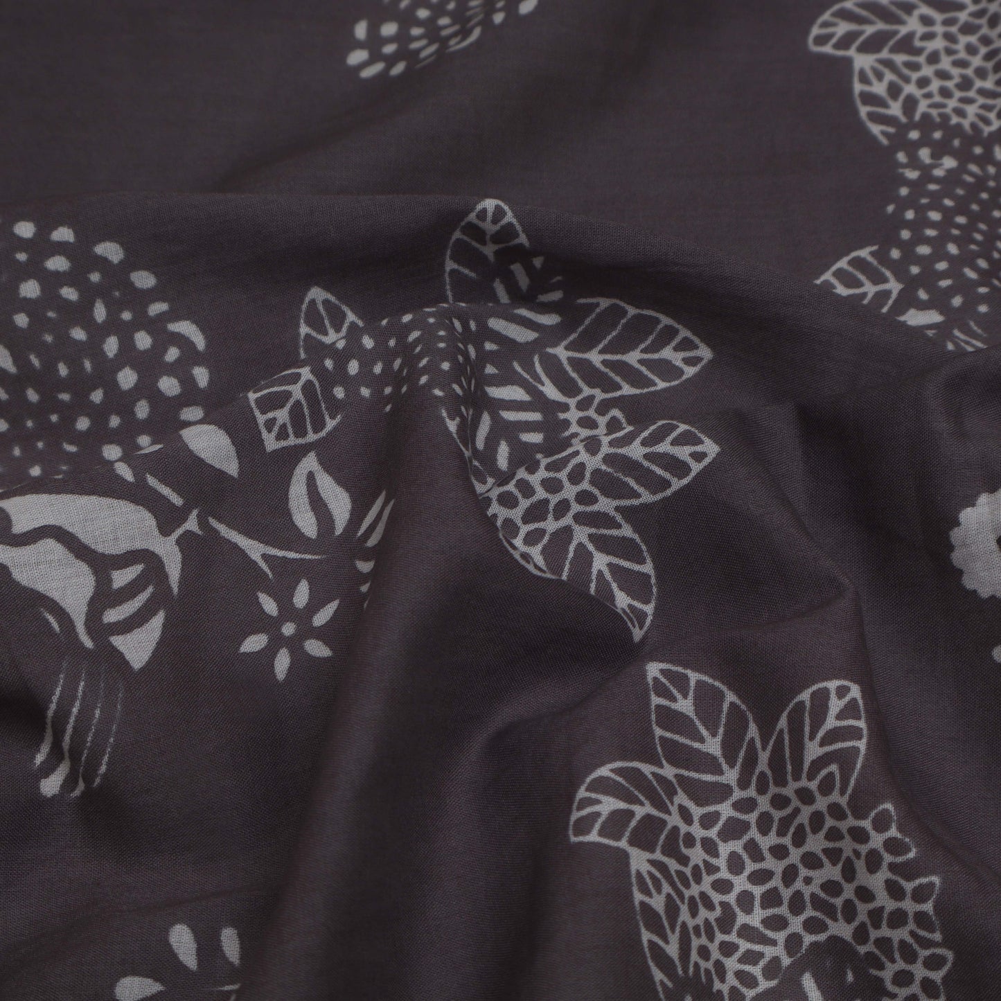 Blackberry Burgundi Color Mulmul Print Fabric