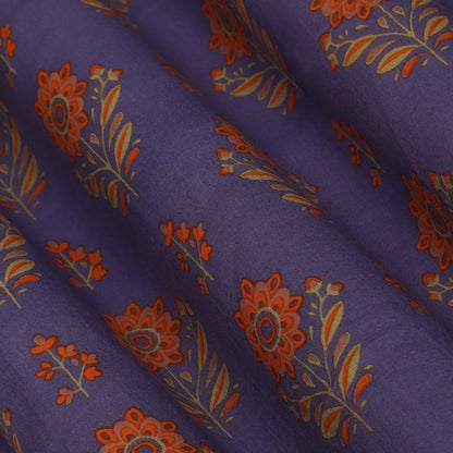 Purple Color Mulmul Print Fabric