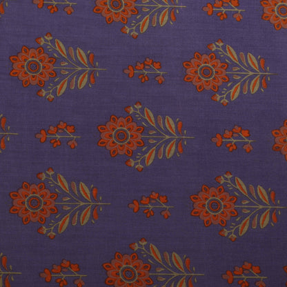 Purple Color Mulmul Print Fabric