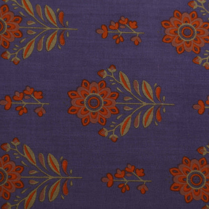 Purple Color Mulmul Print Fabric