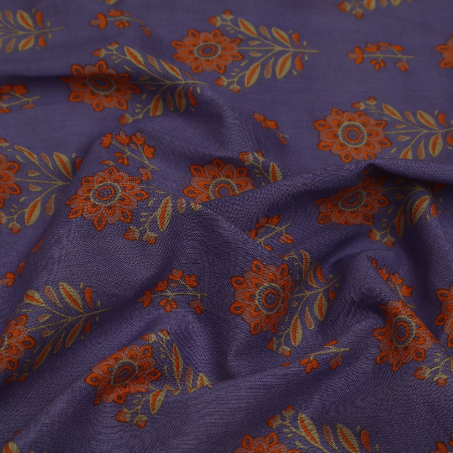 Purple Color Mulmul Print Fabric