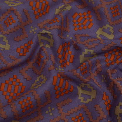 Lavender Color Mulmul Print Fabric