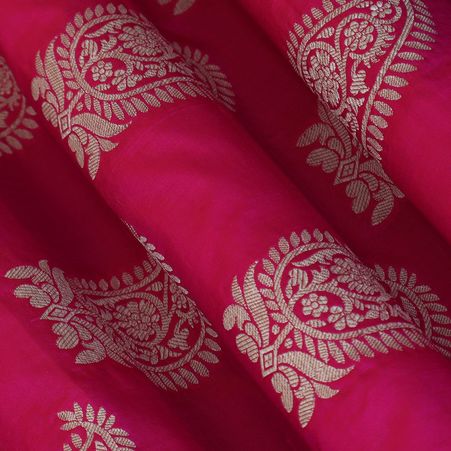 Hot Pink Color Pure Brocade Fabric