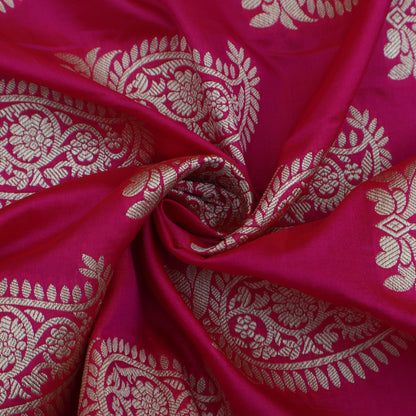 Hot Pink Color Pure Brocade Fabric