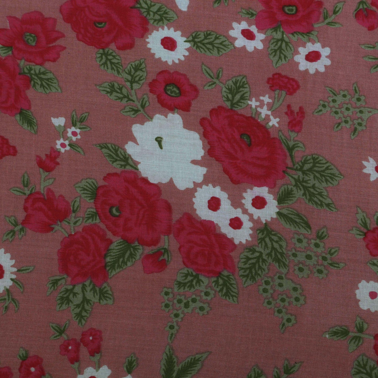 Brick Red Color Mulmul Print Fabric