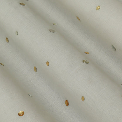 Off White Color Kora Mukesh Fabric