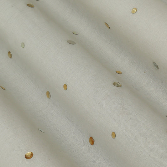 Off White Color Kora Mukesh Fabric