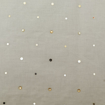 Off White Color Kora Mukesh Fabric