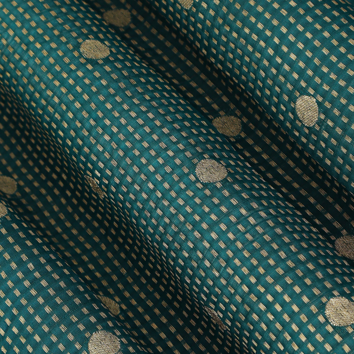 Rama Green Color Organza Booti Fabric