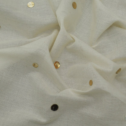 Off White Color Kora Mukesh Fabric