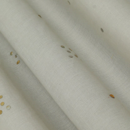 Off White Color Kora Mukesh Fabric