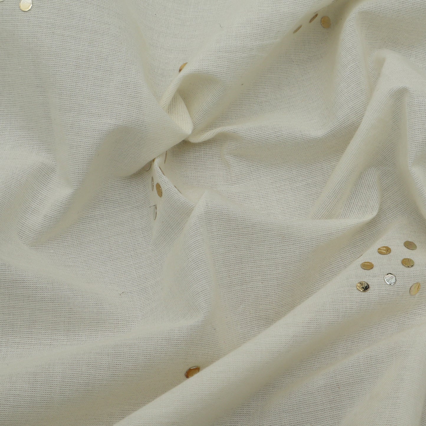 Off White Color Kora Mukesh Fabric