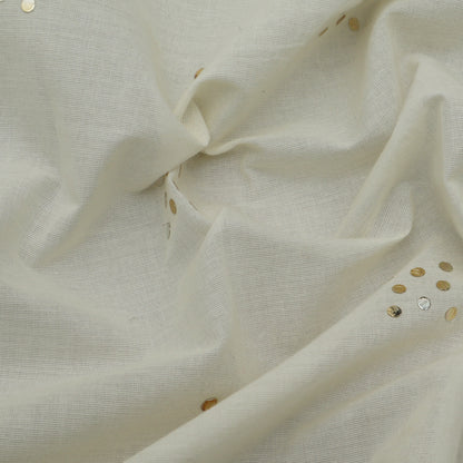 Off White Color Kora Mukesh Fabric