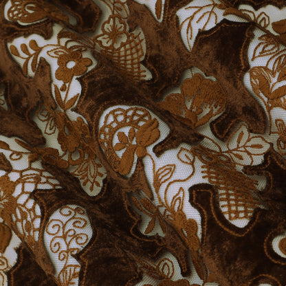 Brown Velvet Net Embroidery