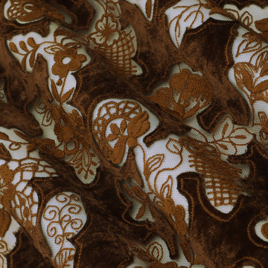 Brown Velvet Net Embroidery