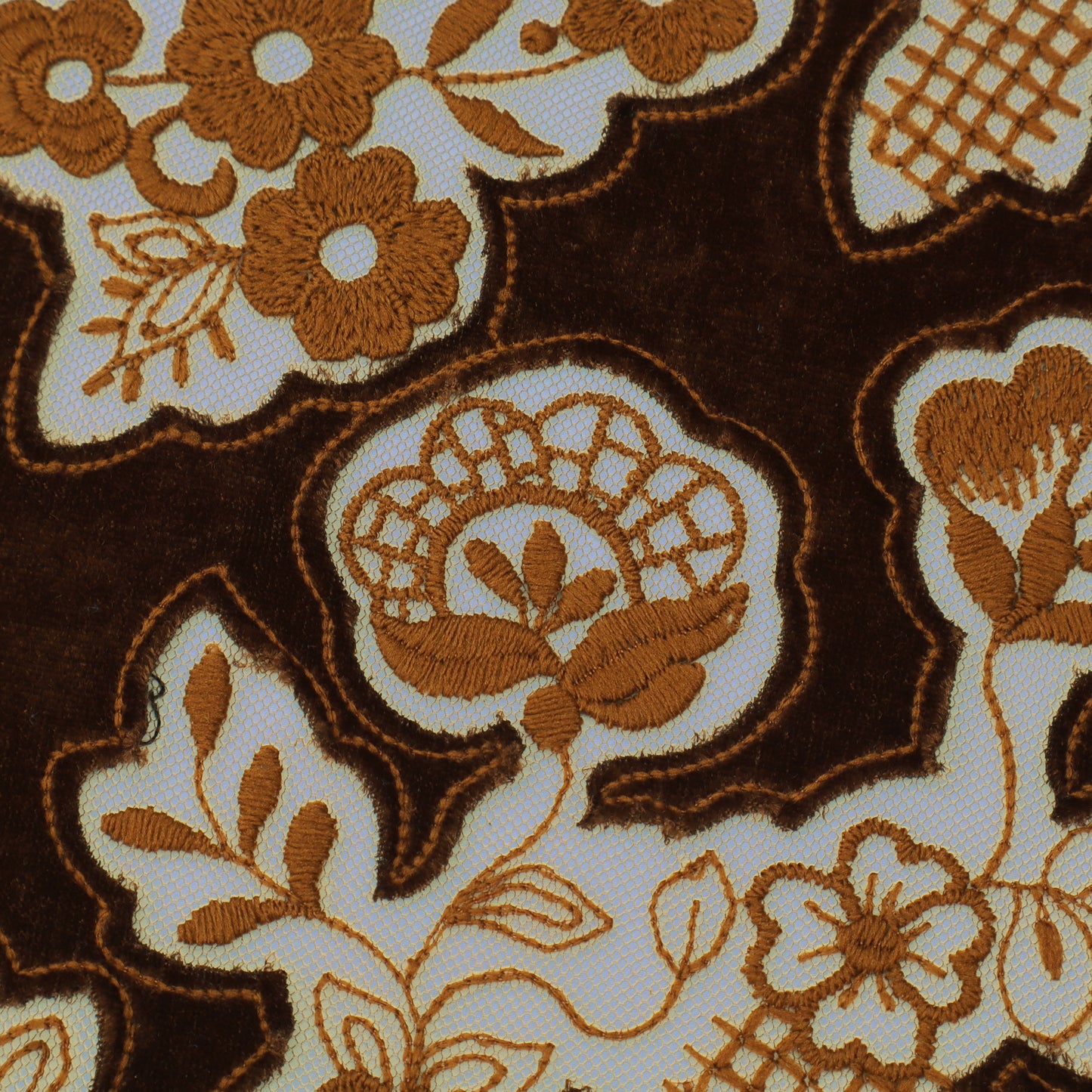 Brown Velvet Net Embroidery