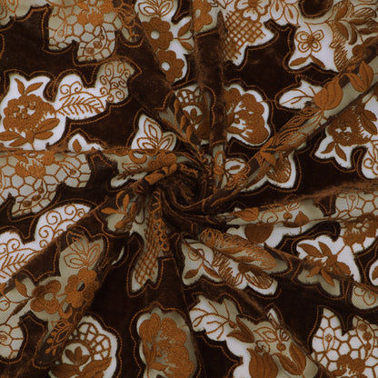 Brown Velvet Net Embroidery