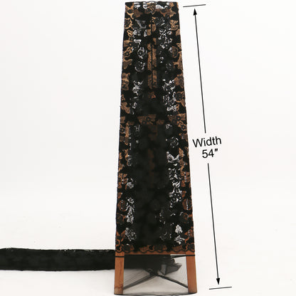 Black Net Velvet Embroidery Fabric