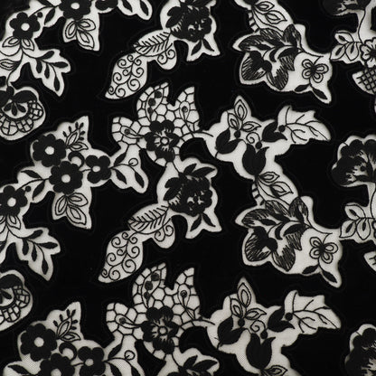 Black Net Velvet Embroidery Fabric