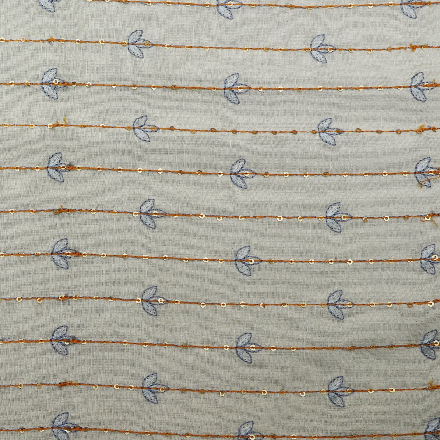 Off White Color Kora Cotton Embroidery Fabric