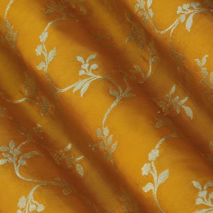 Mustard Color Pure Brocade Fabric