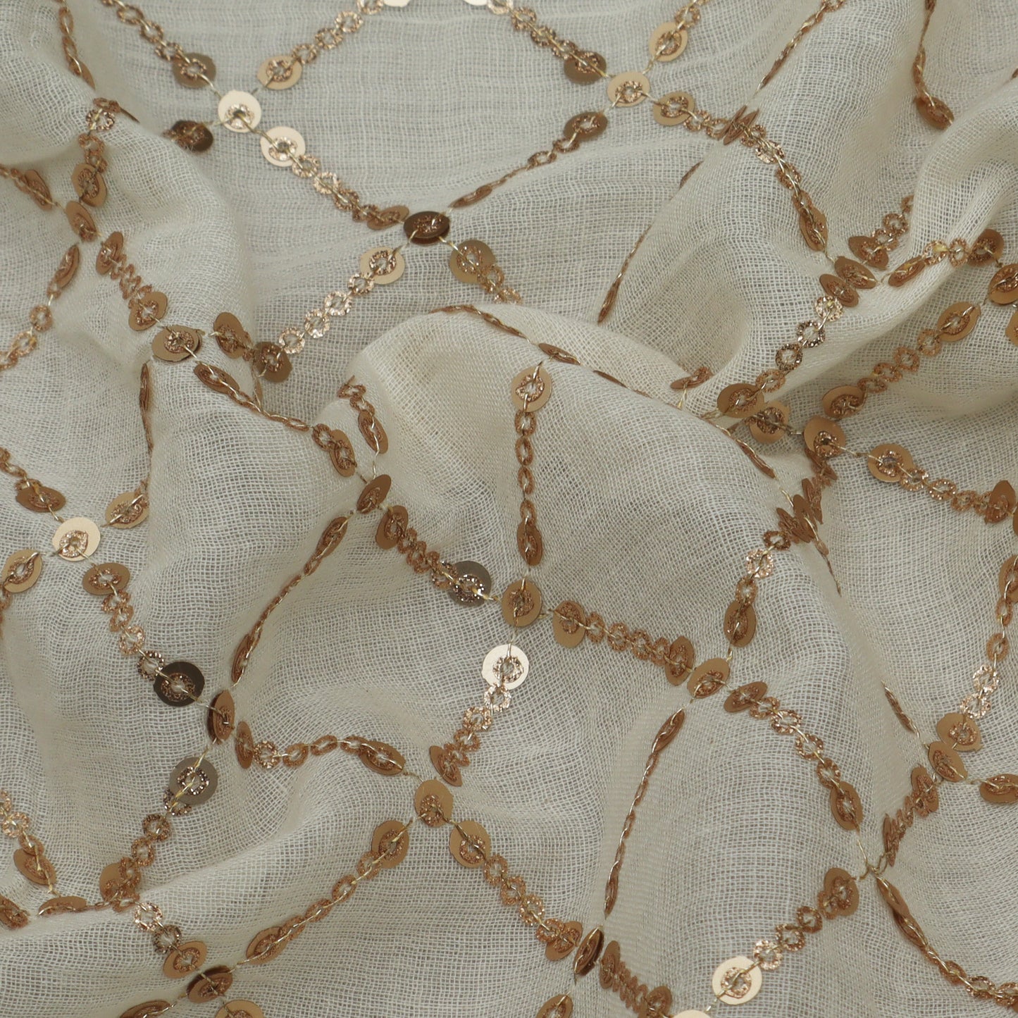 White Color Kora Cotton Embroidery Fabric